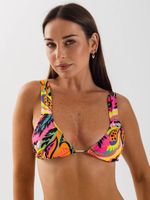 Top de Bikini Daikiri Mujer Triángulo Ancho Flores Negro Flúor Filtro UV50+