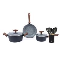 Batería Cocina Oregon 5pzs + Set 12 Utensilios Negro