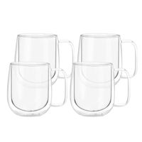 Set 4 Tazas Mug de Vidrio Doble Pared 300 ml Simplit