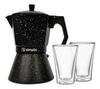 Pack Cafetera Italiana 12 Tazas + Set 2 Vasos Doble Pared