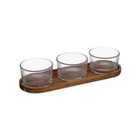 Set Aperitivo 4 Pza Vidrio y Base de Madera Secret de Gourmet