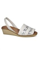 Sandalia Cuero Charmiane Blanco Plata