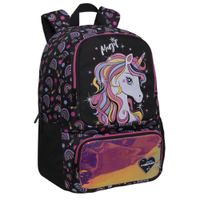 Mochila Infantil Mujer Dance Unicornio Arcoiris Negro Head
