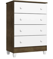 COMODA BLANCO CAFÉ MEL 4 CAJONES