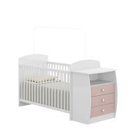 CUNA CON COMODA BLANCA /  ROSA PREMIUN