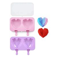 Set 2 Moldes Silicona Corazon Geometrico Con Tapa Surtidos