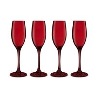 Set 4 Copas Flute Champagne Rojas 180mL Allegra