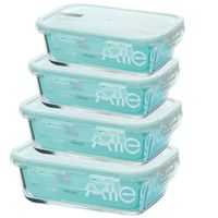 Set 4 Contenedores Hermeticos Rectangular De Vidrio Allegra