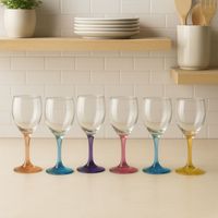 Display 6 Copas Vino Versalles Pie Color 300mL Multicolores