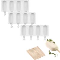 Set 3 Moldes Silicona Helado Paletas 4 Cavidades Reposteria