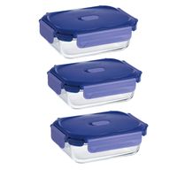 Pack 3 Contenedores Vidrio Hermético Rectangular 1040mL Luminarc