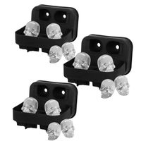 Set 3 Moldes Silicona Calaveras 4 Cavidades Negro Reposteria