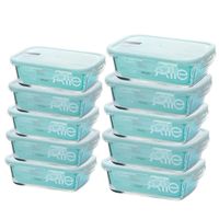 Set 10 Contenedores Hermeticos Rectangulares Allegra Vidrio