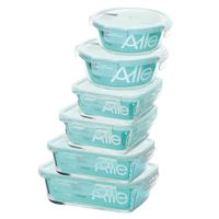 Set 6 Contenedores Tapers Hermeticos De Vidrio Allegra