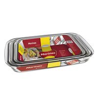 Set 3 Asaderas Rectangulares Marca Marinex Aptas Para Horno