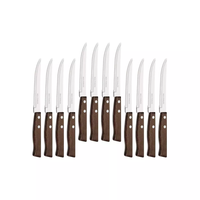 Pack 12 Cuchillos Acero Cubiertos Madera Asado