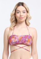 Bikini bandeau strapless estampado naranja