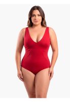 Traje de baño reductor estilo corset ajustable rojo