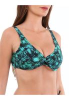 Bikini estilo sostén torcido estampado negro copa C