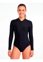 Traje de baño mujer deportivo manga larga cierre negro