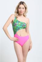 Trikini cruzado estampado fucsia