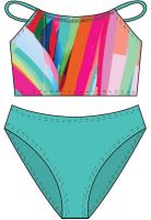 Traje de baño niña dos piezas estampado verde