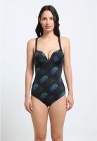 Traje de baño de una pieza estampado negro