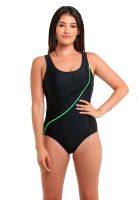 Traje de Baño Deportivo Natación con Estilo Líneas Verde