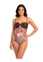 Traje de baño una pieza reductor strapless café