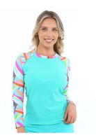 Polera mujer protección UV estampado verde