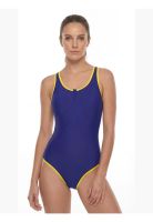 Traje de baño mujer natación con cierre amarillo