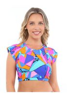 Bikini estilo crop top estampado azul