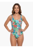 Traje de baño mujer reductor clásico estampado verde