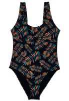 Traje de baño tirantes arruchados estampado hojas