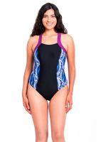 Traje de baño enterito deportivo con cierre color est morado