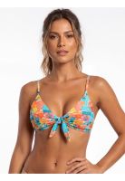 Bikini triangulo con nudo estampado coral