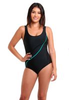 Traje de Baño Deportivo Natación con Estilo Líneas Turquesa