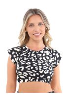 Bikini estilo crop top estampado negro