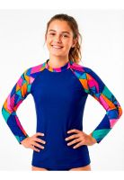 Polera niña protección UV estampado azul