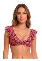 Bikini triangulo con vuelos estampado negro