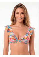 Bikini triangulo con vuelos estampado coral