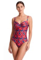 Traje de baño reductor copa doble d estampado rojo
