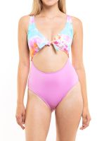 Trikini con nudo ajustable estampado fucsia