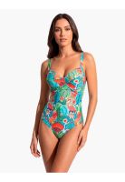 Traje de baño reductor copa doble d estampado verde