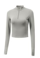 Poleron crop con cierre corto gris