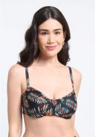 Bikini sostén arruchado copa C estampado verde