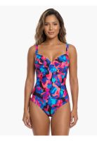 Traje de baño reductor copa doble d estampado negro