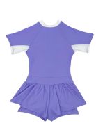 Traje de baño niña con falda protección UV morado
