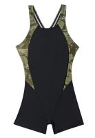 Traje de baño natación niña con pierna estampado verde