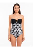 Traje de baño una pieza reductor strapless negro